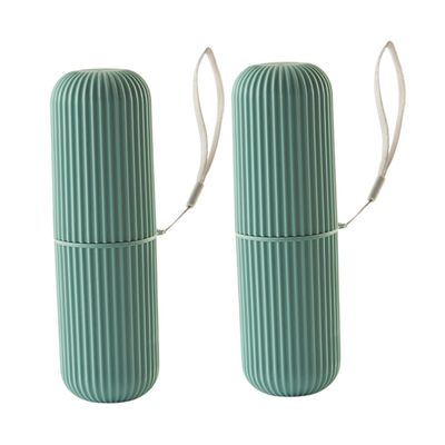 FRCOLOR 2-Piece Toothbrush Storage Box with Holder, Durable PP, Portable for Travel and Camping