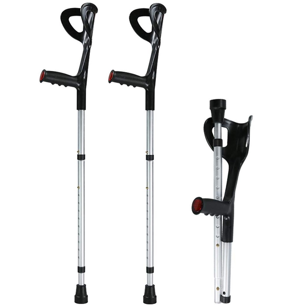KANBUN Foldable Forearm Crutches for Adults, Lightweight Aluminum, Height-Adjustable, Ergonomic Wrist Comfort, Warm Life