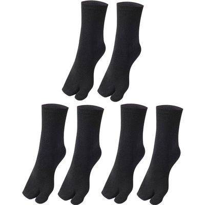 Muteitt 3 Pairs Tabi Split-Toe Socks, Unisex, Solid Color