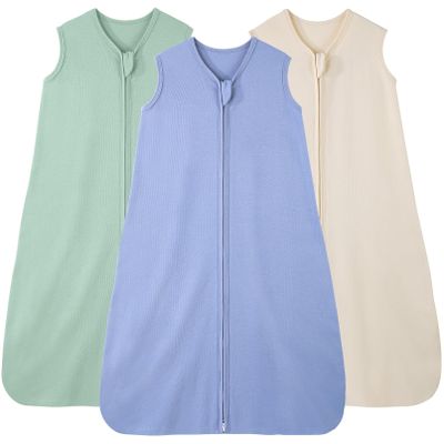 FIEMOL Baby Sleep Sack, 0–6 Months, 0.5 TOG, 3-Pack, Cotton, Apricot