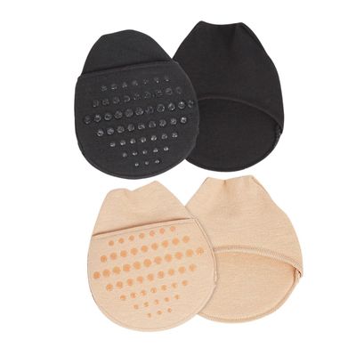 Non-Slip Forefoot Pads, 2 Pairs, Cotton and Silicone, Women's, Black