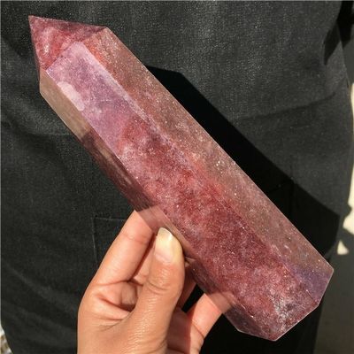 ICXLPMC Natural Hematite Strawberry Crystal Obelisk, Wine Crystal, Home Decor (300–350 g)