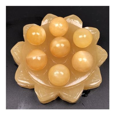 IDGTTLDF Natural Topaz Lotus Seven-Star Array Creative Textured Topaz Ball for Home Decor