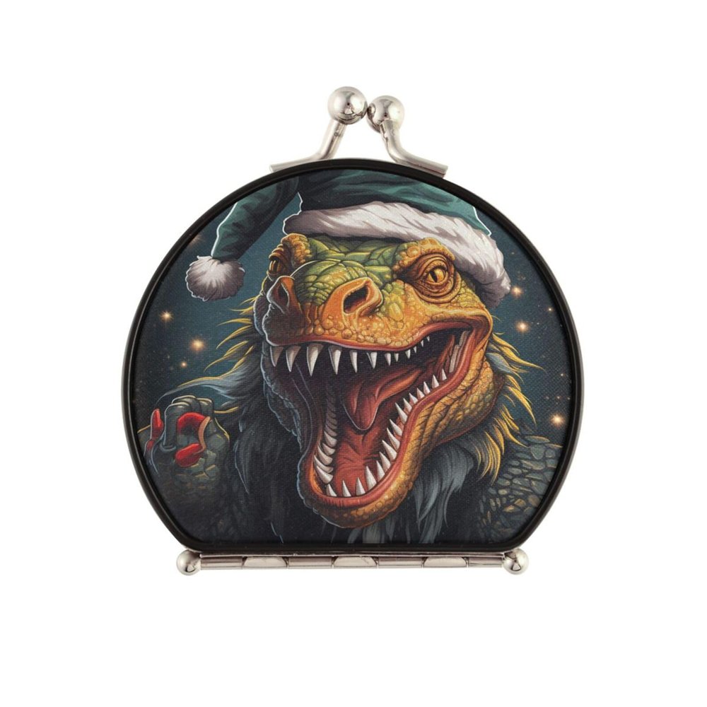 NYYYTTTEU Christmas-Style Lizard Makeup Compact Mirror for Handbags, Foldable Travel Pocket Mirror