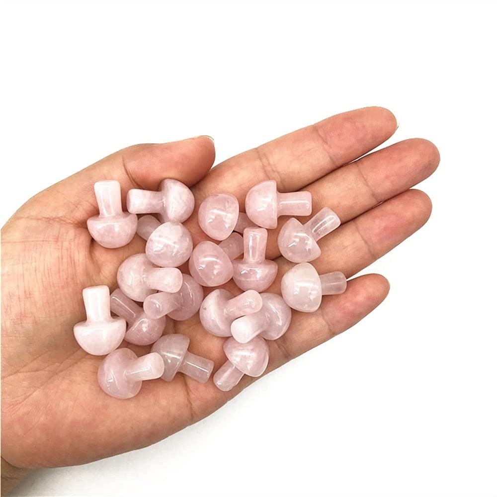 ICXLPMC Mini Natural Lapis Lazuli, Rhodonite and Amethyst Mushroom Quartz Crystal, Hand-Polished Decoration, Pink Crystal, One Size