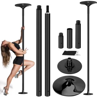 ZYJIX Adjustable Home Dance Pole, Static and Spinning, Black