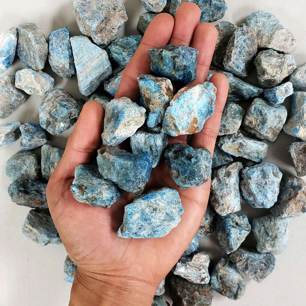 ICXLPMC Blue Apatite Raw Crystal Stones, 100 g (Size: 50 g)