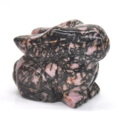 AUOQKQUT PEIQIYIN Hand-Carved Pink Rhodonite Rabbit Statue