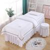 Surwin 4-Piece Massage Table Cover Set with Face Hole, Beauty Spa Sheet and Table Skirt Set, Soft and Breathable, White, 180 x 60 cm view 1