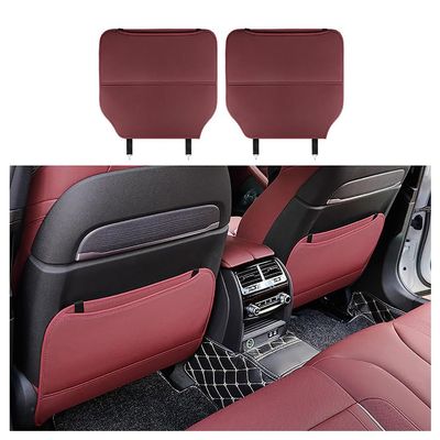 MNBHJGR 2-Piece Car Seat Back Protectors for VW Passat B8 2015–2024, Kick Mats with Pockets, Waterproof Leather, B Red