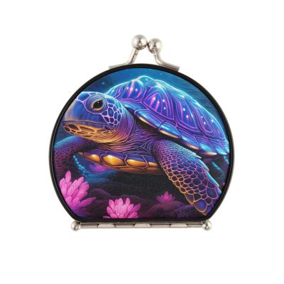 NYYYTTTEU Purple Sea Turtle Foldable Compact Makeup Mirror