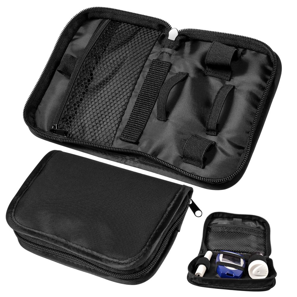 2-Piece Oxford Storage Case for Blood Glucose Meter, Black