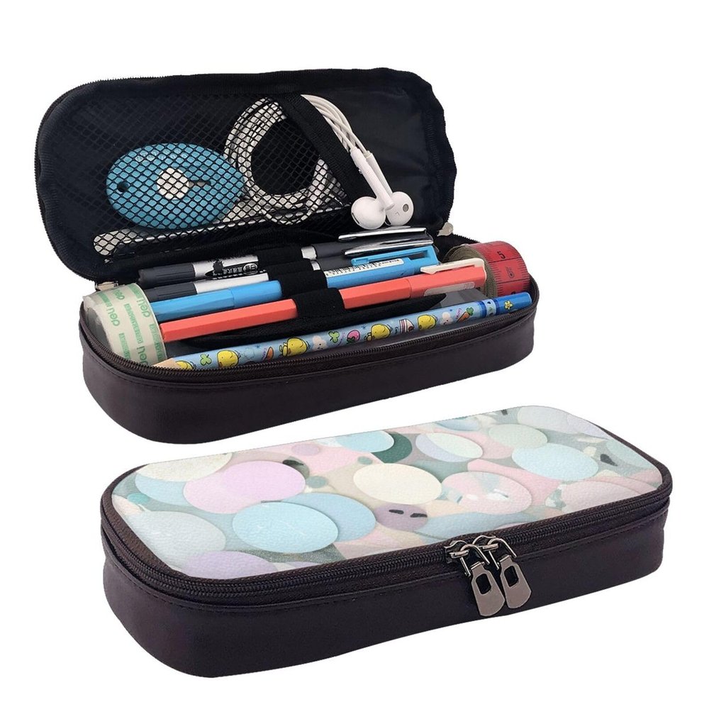 YHBLYKXP Terrazzo Pencil Case with Flap, Marble Pattern, PU Leather, Cosmetic Organizer, Zipper Coin Purse, Black, One Size