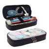 YHBLYKXP Terrazzo Pencil Case with Flap, Marble Pattern, PU Leather, Cosmetic Organizer, Zipper Coin Purse, Black, One Size view 1