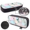 YHBLYKXP Terrazzo Pencil Case with Flap, Marble Pattern, PU Leather, Cosmetic Organizer, Zipper Coin Purse, Black, One Size view 4