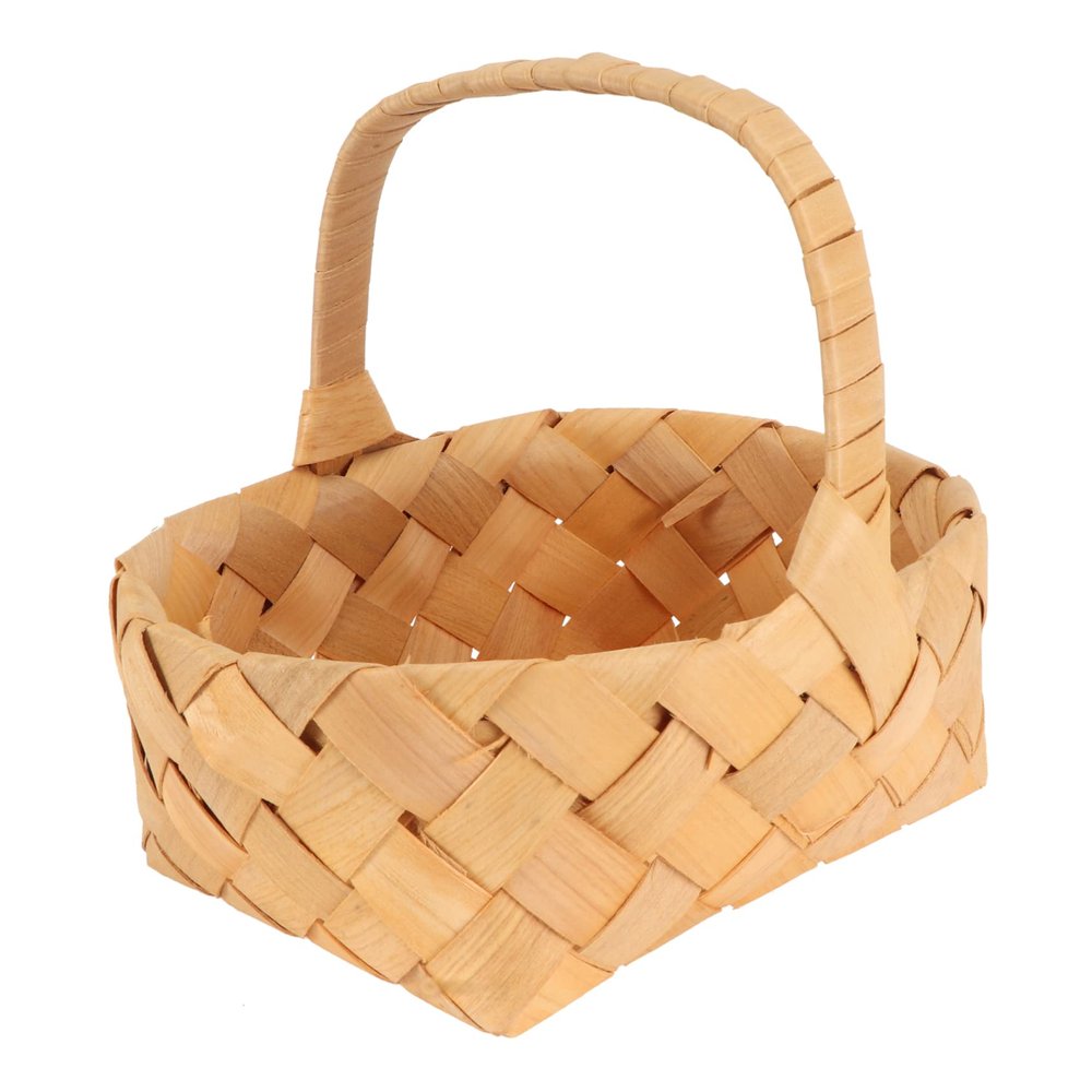 MAGICLULU Braided Wooden Basket with Handle, Portable Wedding Gift Basket for Storing Small Items and Tea Leaves, Khaki