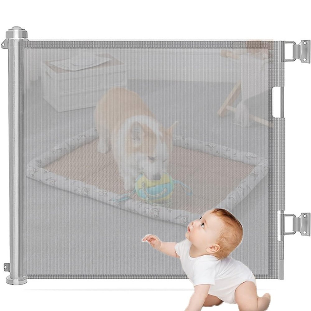 Retractable Baby Gate, 300 x 86 cm, Gray