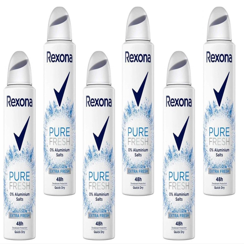 6x Rexona Pure Fresh Aluminum-Free Deodorant Spray, 48-Hour Protection, 150 ml (6-Pack)
