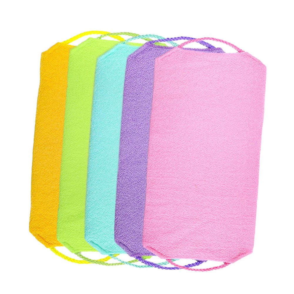 5-Piece Shower Back Scrubbers with Drawstrings for Gentle Exfoliation