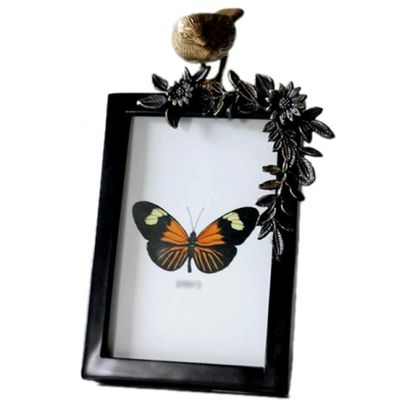 LLXTJJY Tabletop Bird Photo Frame, Vintage Copper Floral Frame with Birds