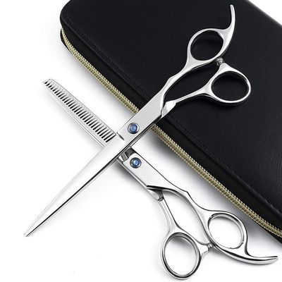 GZSLKSCD Hairdressing Scissors Set with Flat Cutting Teeth, Leather Case and Bang-Cutting Set