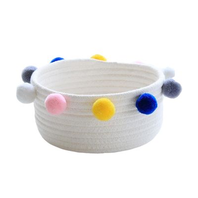 Whakano Woven Cotton Rope Storage Basket, White, 16 x 9 cm