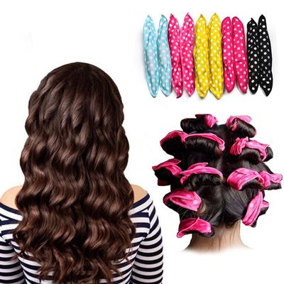 Pillow Curlers, Heatless Overnight Hair Rollers, Reusable, Flexible, 10-Piece Set