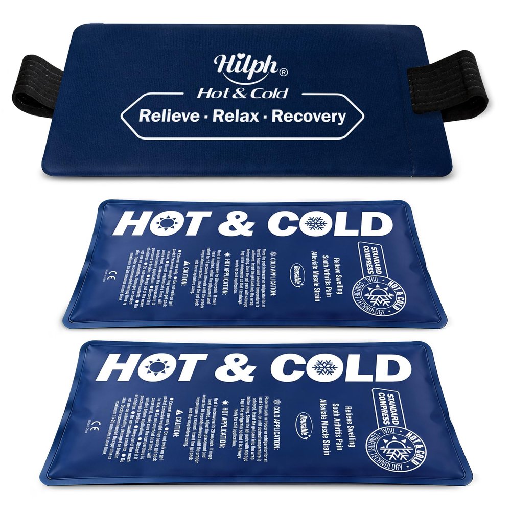 Hilph Long-Lasting Gel Cold Packs with Hook-and-Loop Strap, 2-Pack, 14 x 27.5 cm