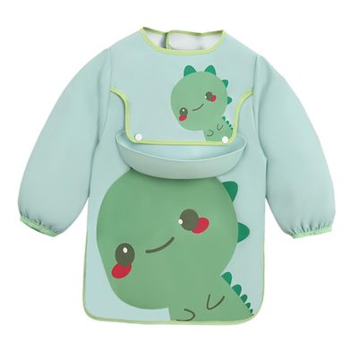 HAPINARY Long-Sleeve Toddler Bib Apron, Green, Polyester