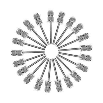 Aqxyedc 20-Piece Nail Carbide Bits, Electric File Sanding Band Mandrel, Fine Grit, for Manicure Nail Sanders, Replacement Nail Drill Bits, Wanglan (Silver)