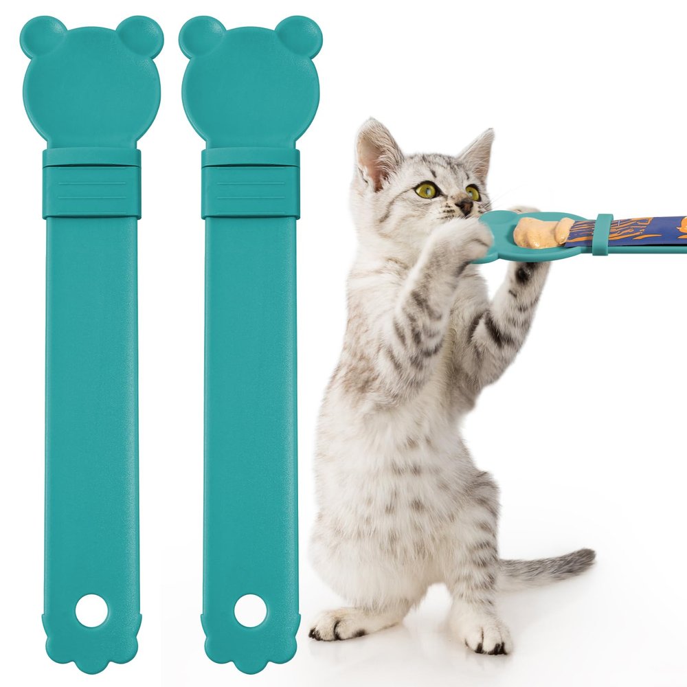 OKAMMY Cat Treat Squeezer Spoon Dispenser (2 Blue)