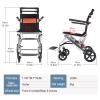 ADUUTPPD Lightweight Folding Transport Wheelchair with Hand Brakes view 2