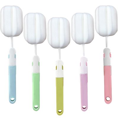 INVODA Sponge Bottle Brushes, 5-Piece Set, Long-Handle Baby Bottle and Cup Scrubbers