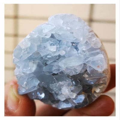 ZDVHOMCB Natural Celestite Geode Quartz Cluster Crystal Home Decoration