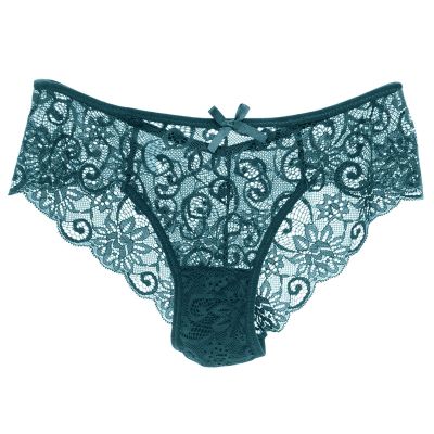 Women's Sexy Lace Brazilian Briefs, Breathable Mesh Panties, e-Green, L