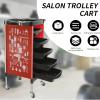 NISMIA Salon Storage Trolley for Hairdressing Supplies, 6-Tier Cart with 5 Drawers, Red, 83 × 37 × 51 cm view 3