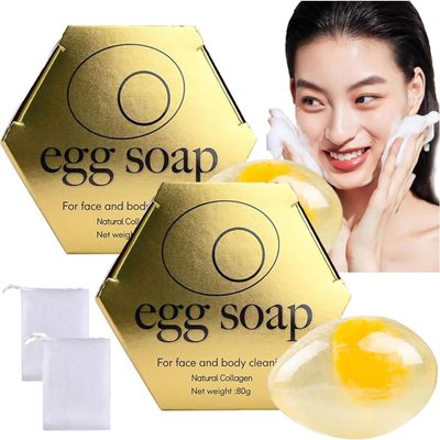 Egg White Botanical Soap Bar, Egg-Shaped, 2 Pieces