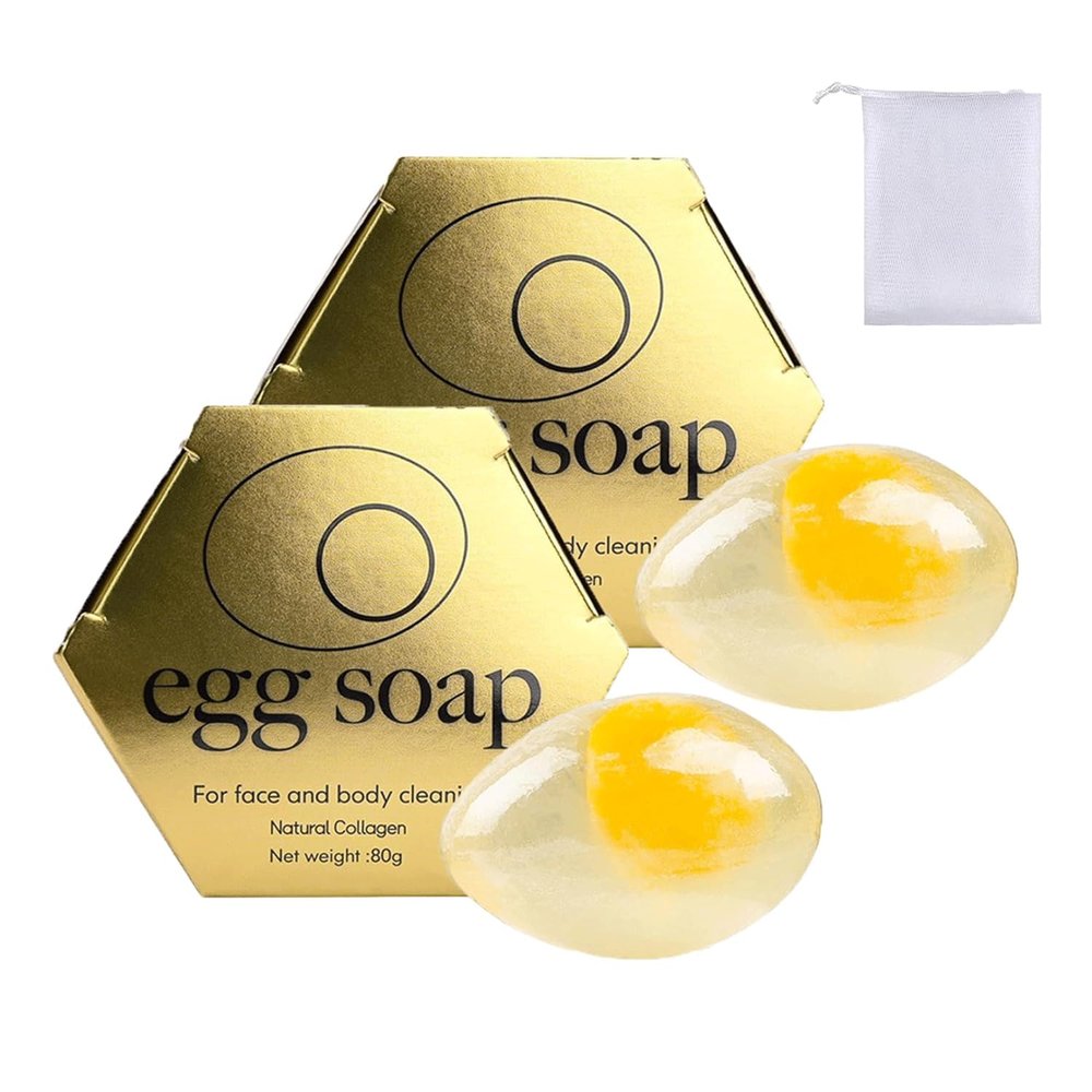 Egg White Facial Soap with Collagen and Essential Oils, 2-Pack