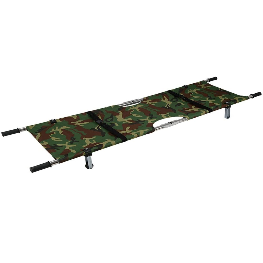 CAFIEDR Portable Emergency Rescue Stretcher with Wheels, Aluminum Alloy, Patient Transport Stretcher, Folding Flat Stretcher for Hospitals and Sports Facilities, Camouflage