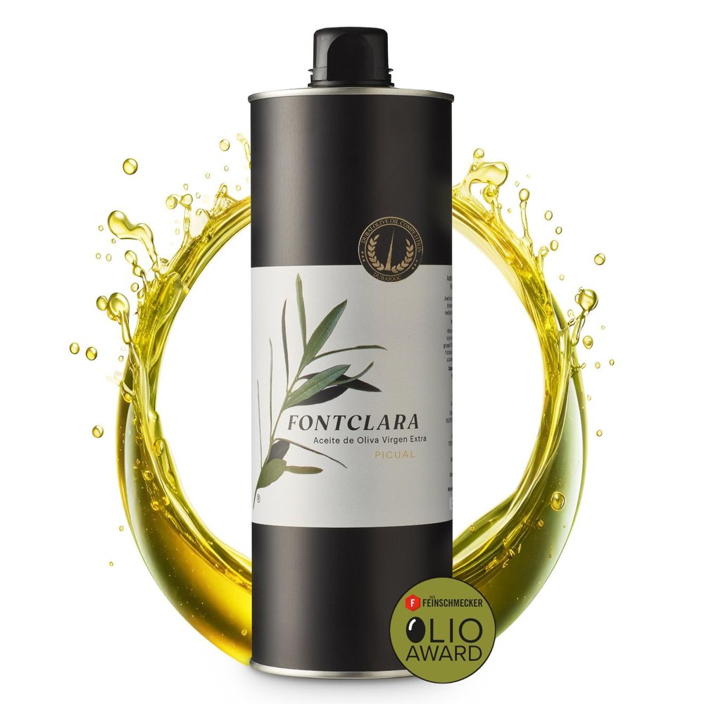 FONTCLARA Picual Extra Virgin Olive Oil from Spain, Award-Winning, Medium Fruity, 1 L Bottle