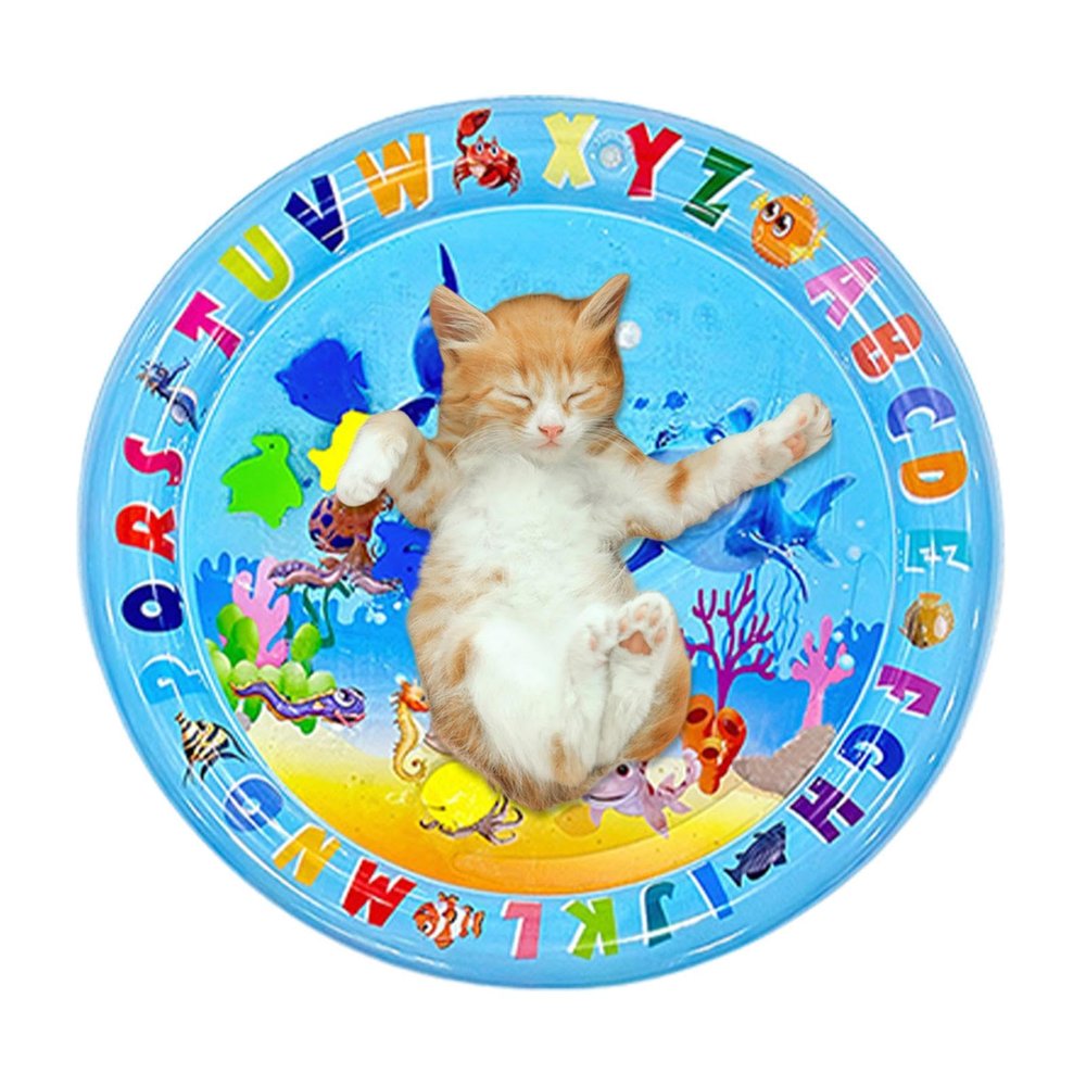Vllold Sensory Water Play Mat for Cats, Foldable Interactive Cat Toy, 65 cm