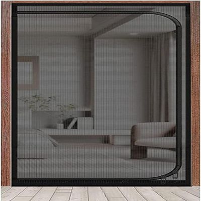 Anti-Mosquito Screen Curtain 90 x 220 cm, Transparent Polyester, Reusable, Zippered Pet Door