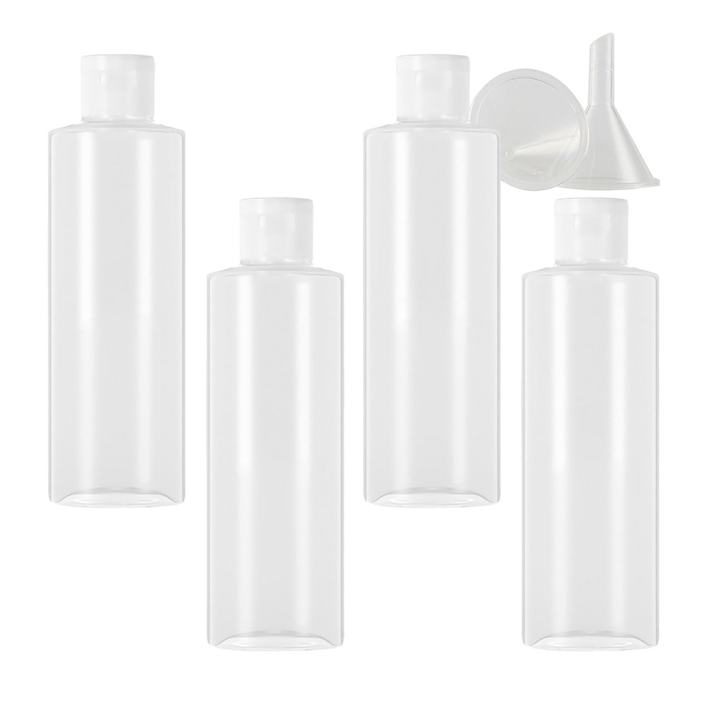 PQPAUTY 4-Pack 200 ml Transparent Plastic Lotion Bottles with Flip Caps
