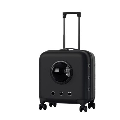 Pet Carrier Backpack with Wheels, Rolling Pet Stroller, Black-A
