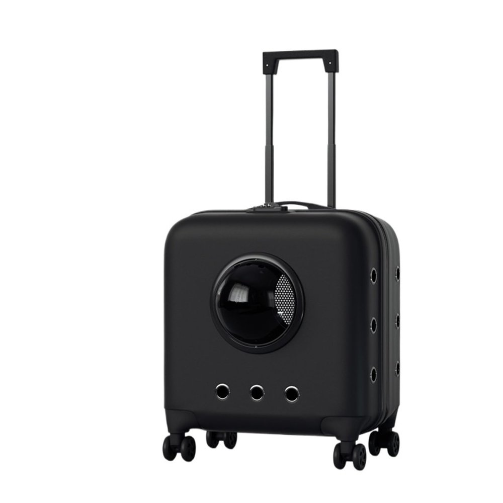 Pet Carrier Backpack with Wheels, Rolling Pet Stroller, Black-A