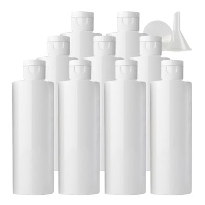 PQPAUTY 12-Pack 200 ml White Plastic Lotion Bottles with White Flip-Top Caps