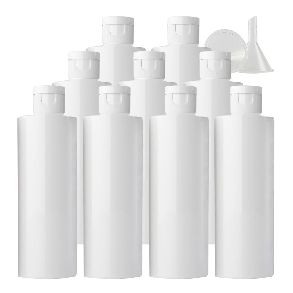 PQPAUTY 12-Pack 200 ml White Plastic Lotion Bottles with White Flip-Top Caps