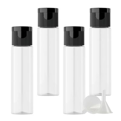 PQPAUTY 4-Pack 30 ml Transparent Plastic Lotion Bottles with Black Flip Caps