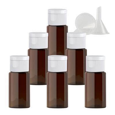 PQPAUTY 6-Pack 10 mL Brown Plastic Lotion Bottles with White Flip Caps