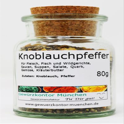 Garlic Pepper, 80 g in a Jar – Gewürzkontor München